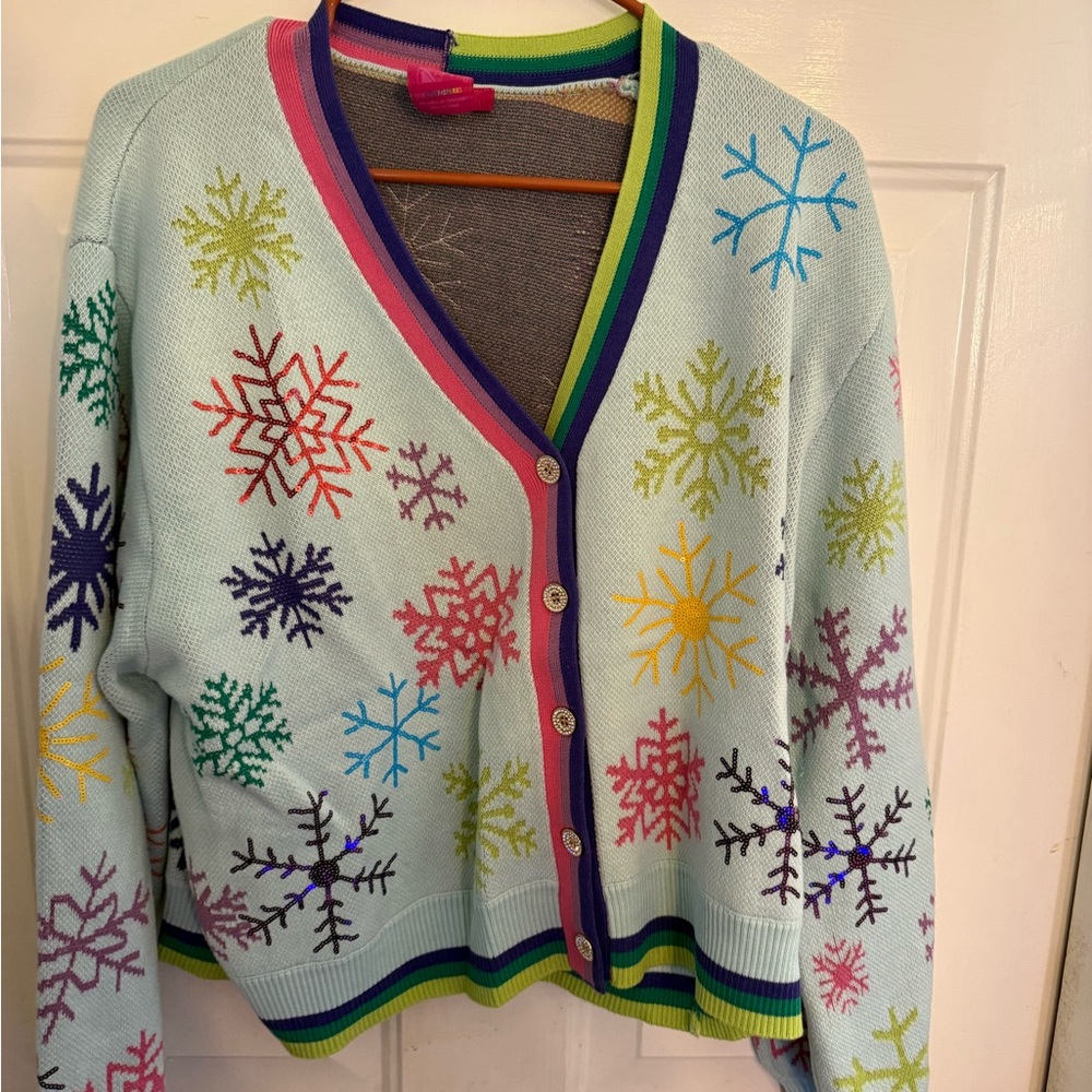 QUEEN OF SPARKLES Multicolor Snowflake Cardigan